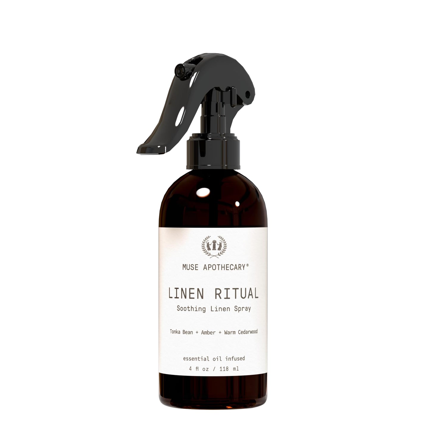 Muse Apothecary Linen Ritual Linen Mist – Aromatic, Soothing & Relaxing | 4 oz | Tonka Bean, Amber, Warm Cedarwood