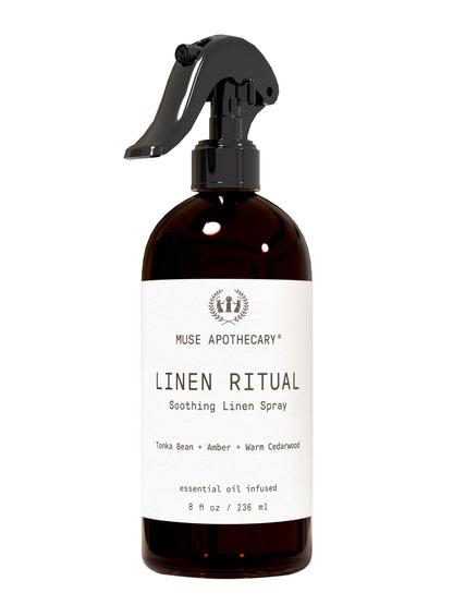 Muse Apothecary Linen Ritual Linen Mist – Aromatherapy, Soothing & Relaxing (8 oz) Tonka Bean, Amber & Cedarwood