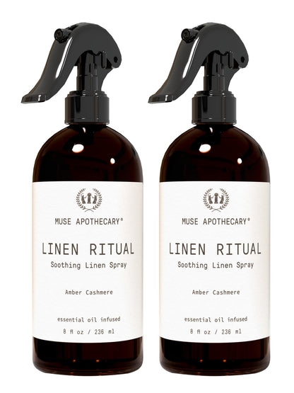 Muse Apothecary Linen Ritual – Aromatic Linen Mist for Fabric & Laundry (8 oz, Amber Cashmere) – 2 Pack