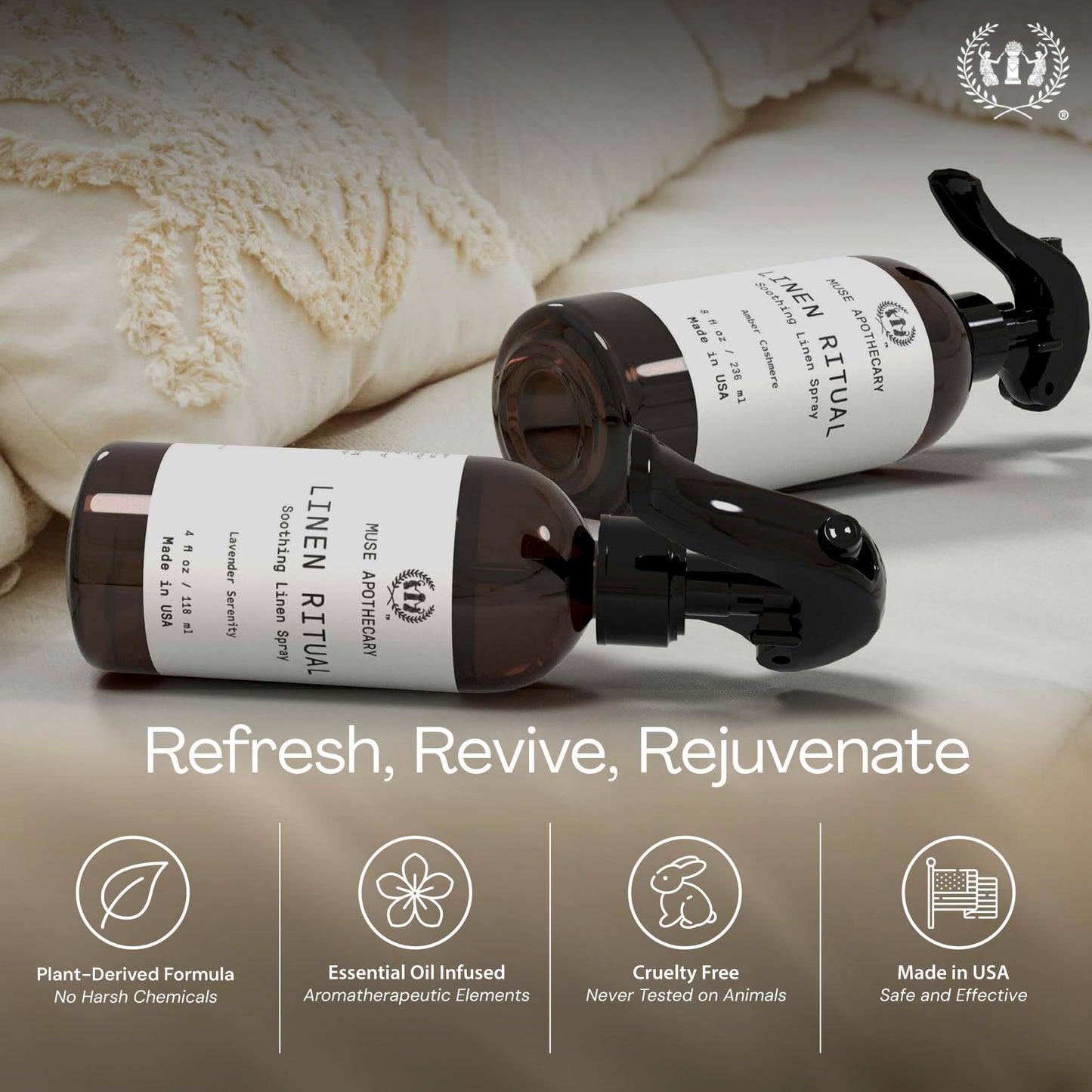 Muse Apothecary Linen Ritual Linen Mist - Aromatherapy Amber Cashmere (4 oz)