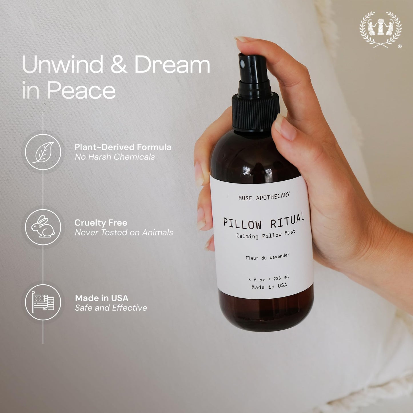Muse Apothecary Pillow Ritual Mist – Lavender Linen Spray, 8 oz (2 Pack)