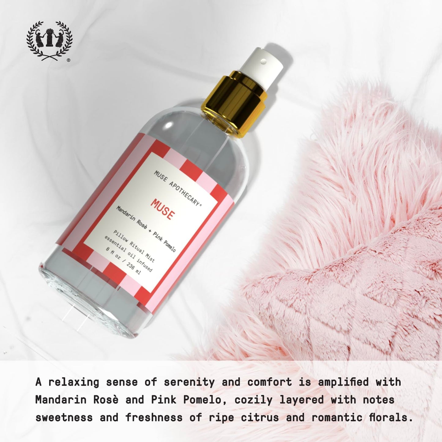 Muse Apothecary Pillow Ritual - Aromatic Pillow Mist, 8 oz (Mandarin Rosé + Pink Pomelo)