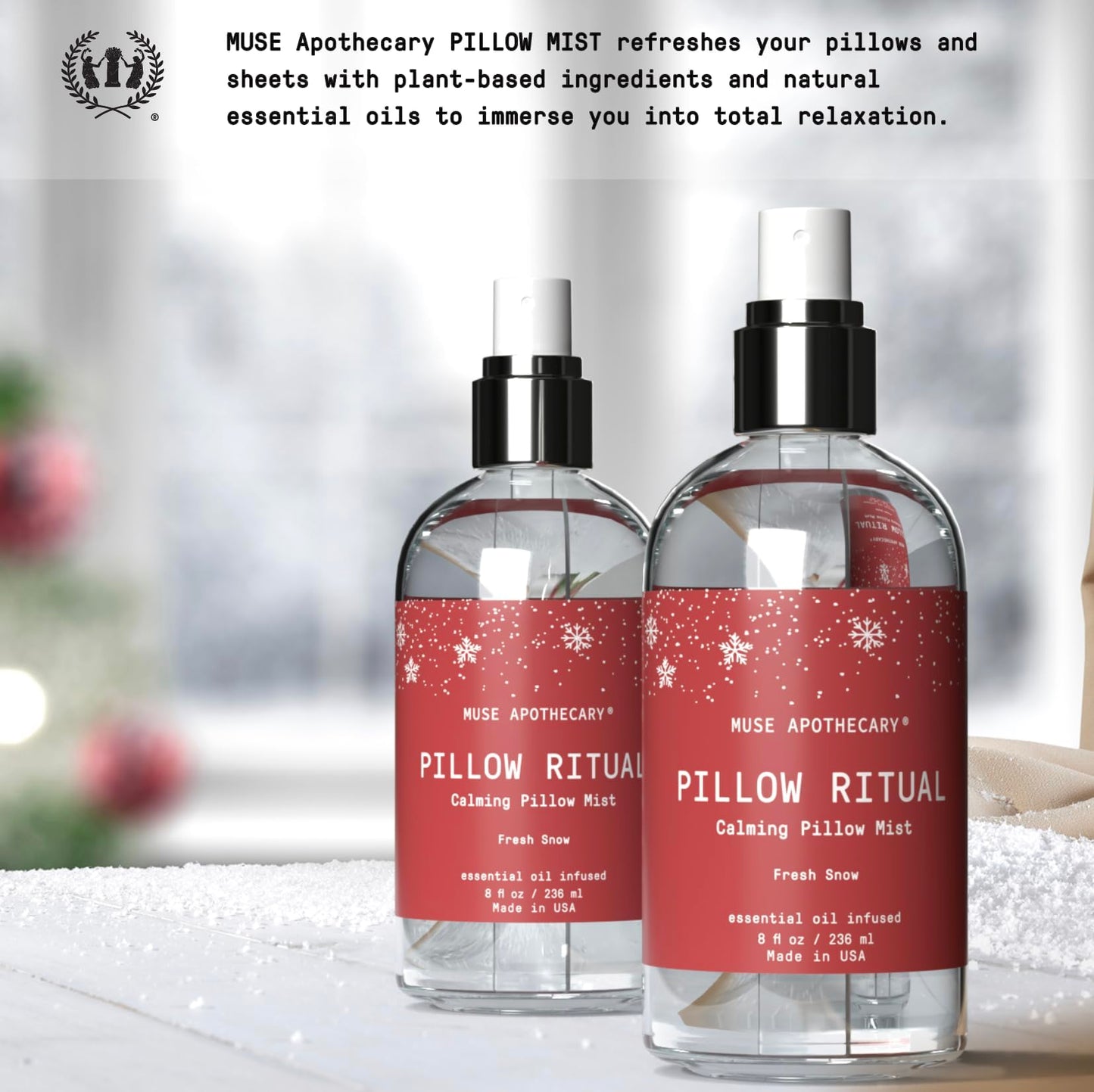 Muse Apothecary Pillow Ritual Pillow Mist – Fresh Snow (8 oz) 2-Pack