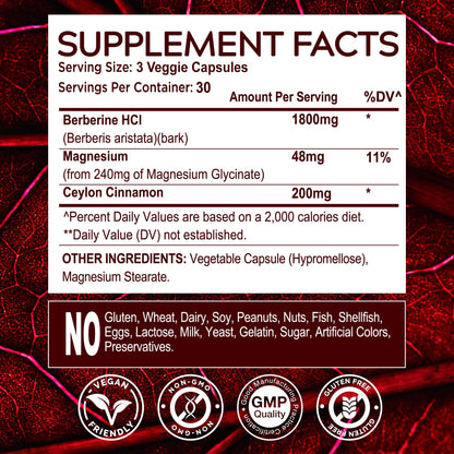 MuseBeam Berberine HCl Magnesium Glycinate 1800mg – Vegan & Gluten-Free