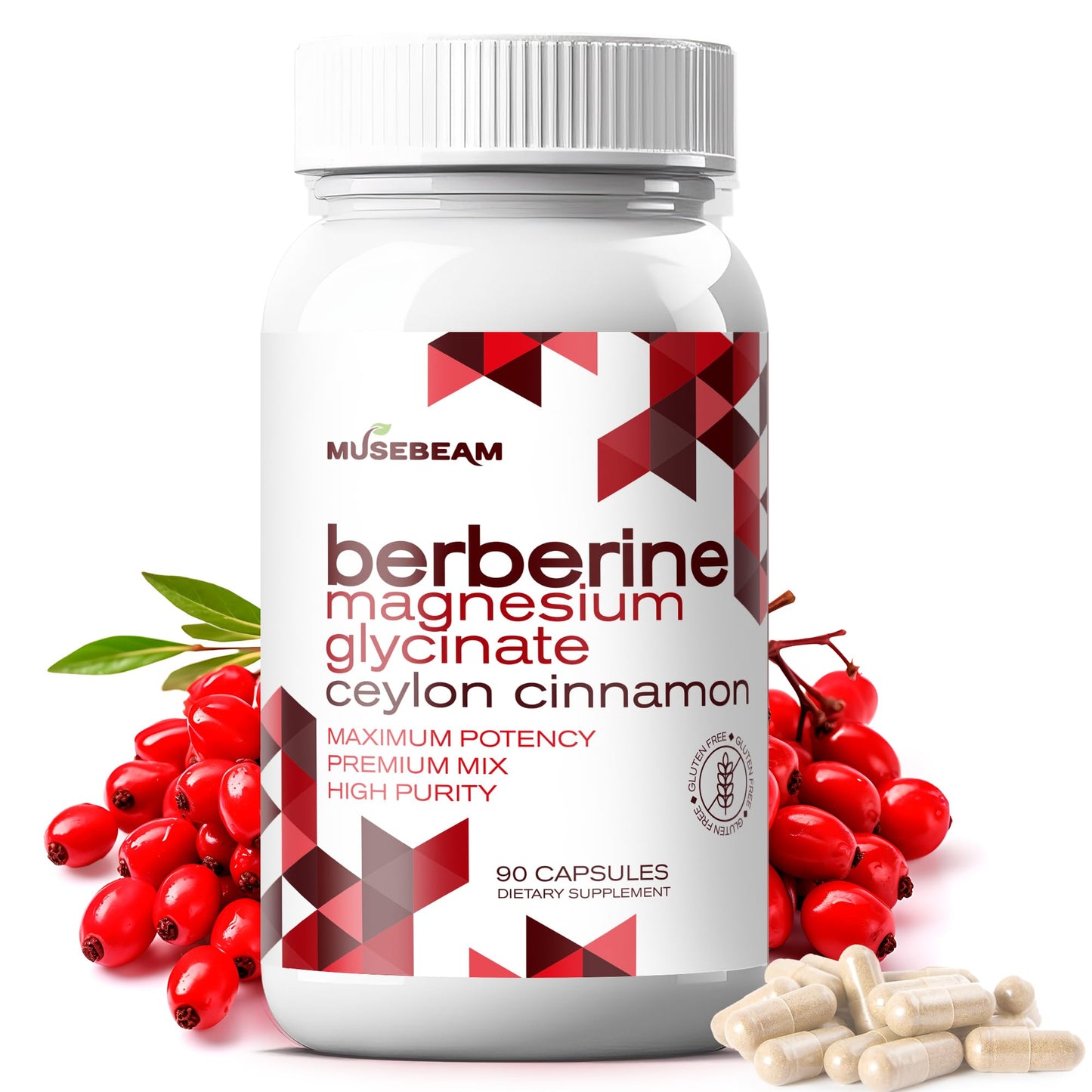 MuseBeam Berberine HCl Magnesium Glycinate 1800mg – Vegan & Gluten-Free