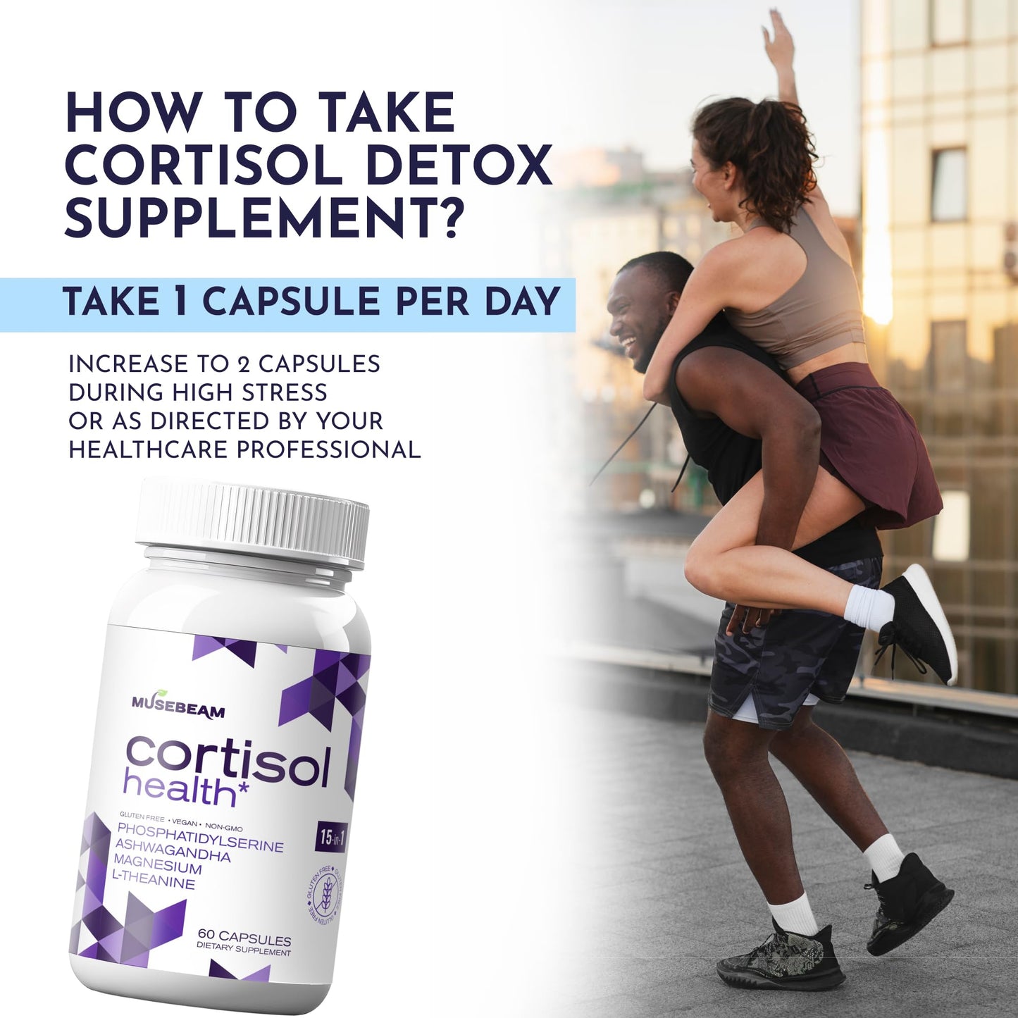 MuseBeam Cortisol Detox for Women & Men - Lower Cortisol & Balance Adrenal Health