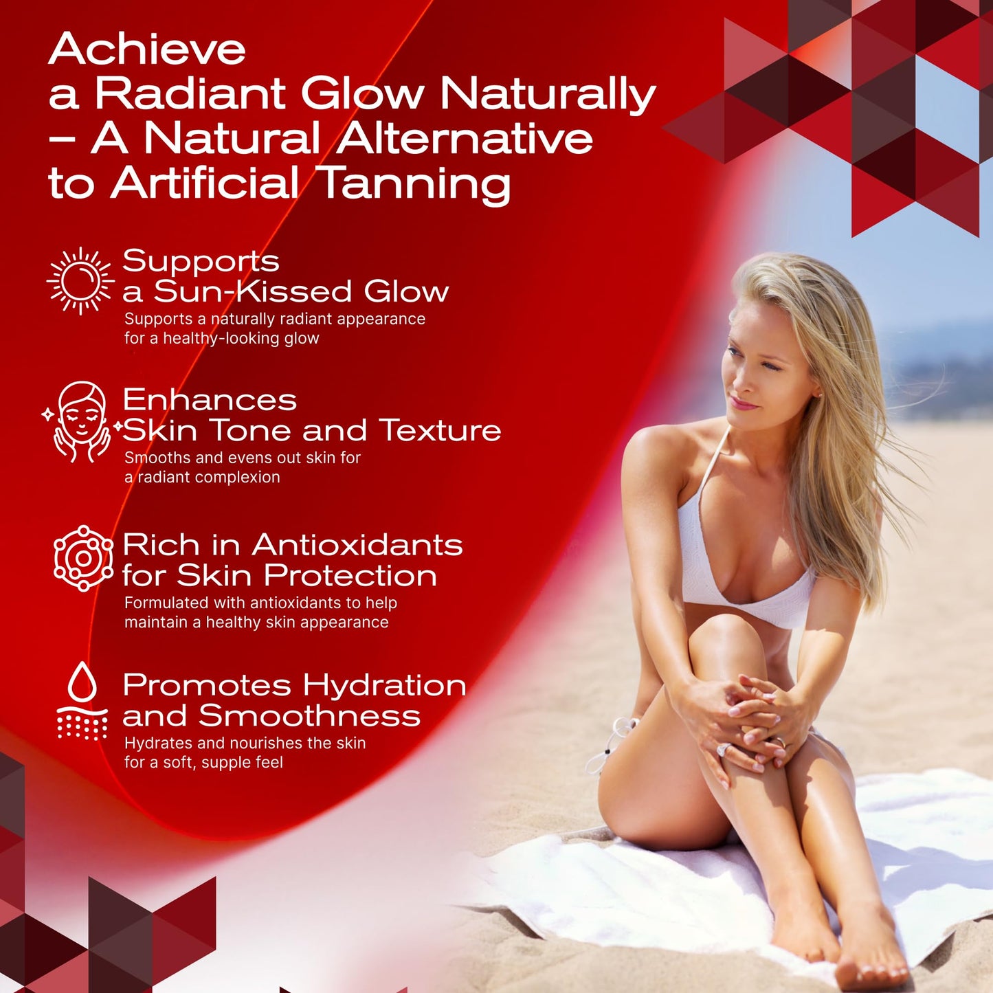 MuseBeam Tanning Gummies for Women – Sunless Self Tan, Strawberry Flavor, Sugar Free, Vegan