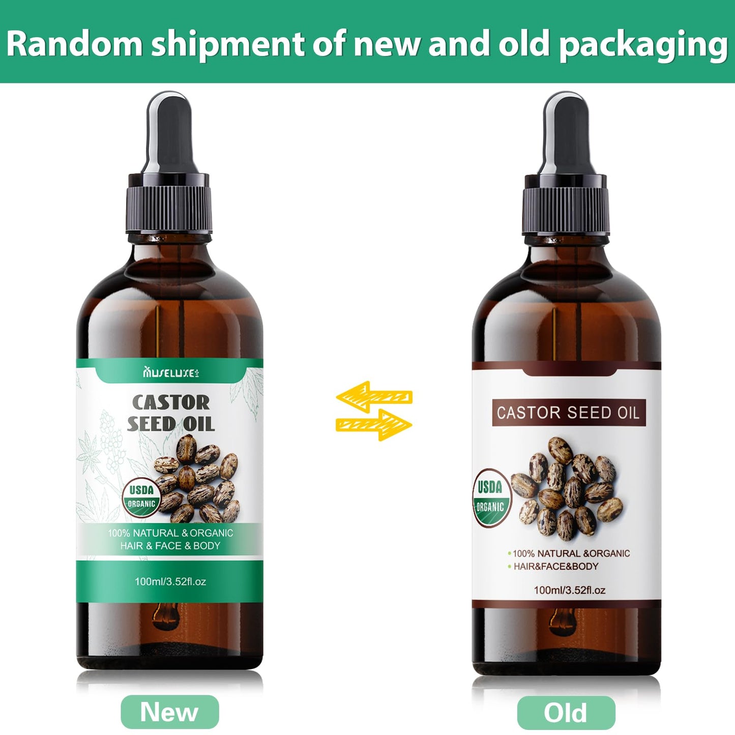 MuseLuxe 21-Piece Castor Oil Pack Wrap – Organic Cold-Pressed Kit
