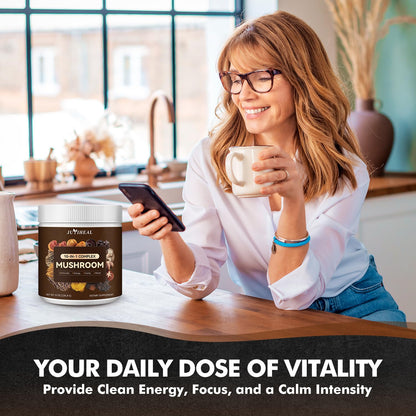 10-in-1 Mushroom Powder Complex – Lions Mane, Reishi, Chaga, Turkey Tail | 8oz