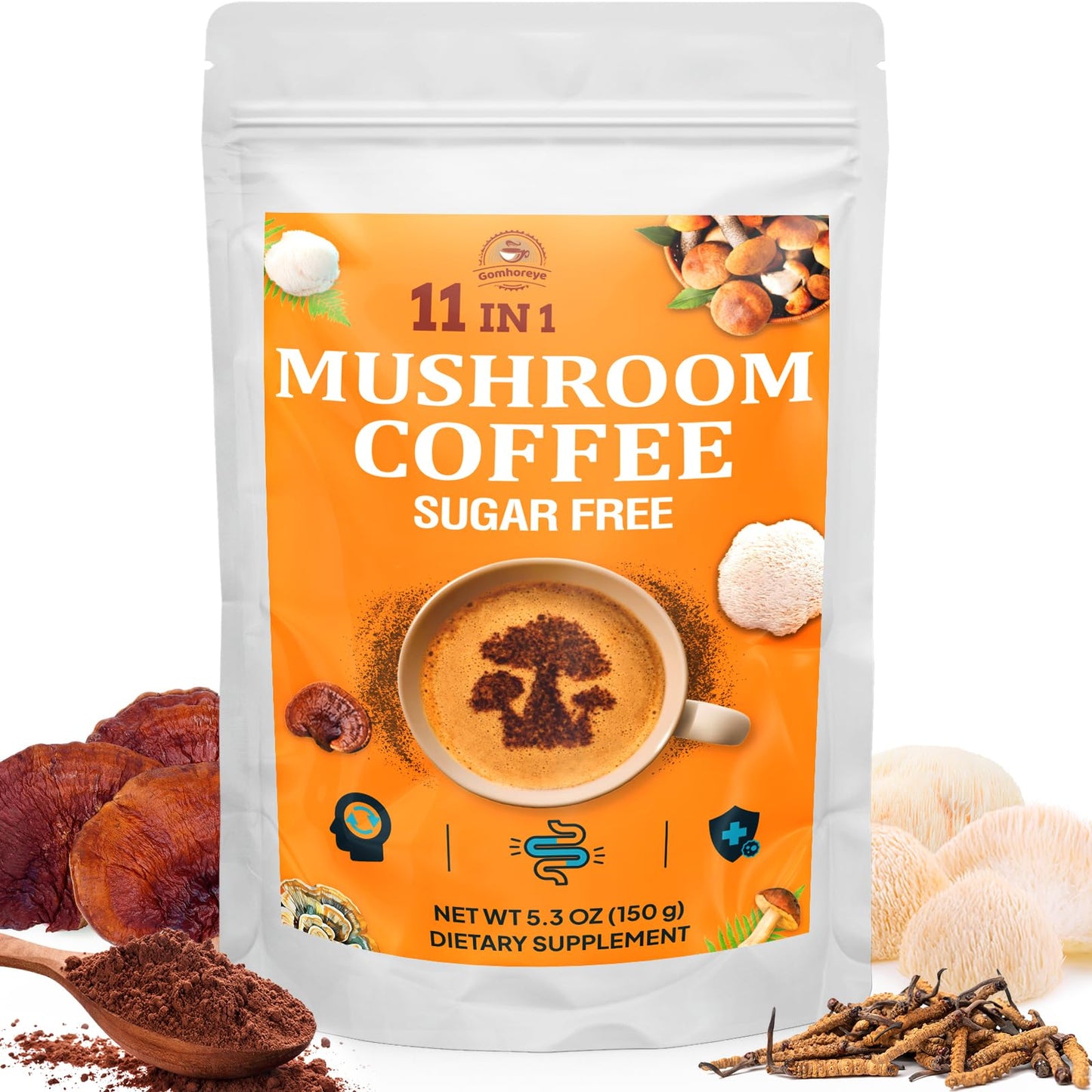 Organic Mushroom Coffee — 11 Superfood Mushrooms (Lion’s Mane, Reishi, Chaga) 5.3oz