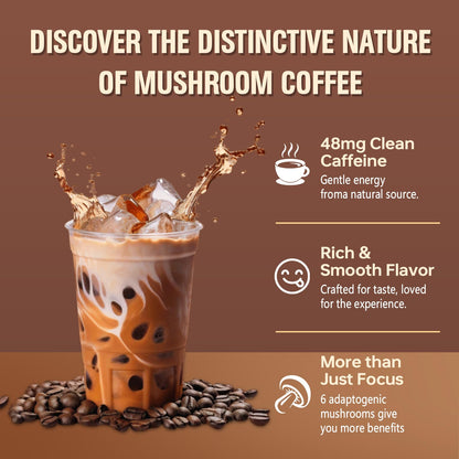 Mushroom Coffee with 6 Adaptogenic Mushrooms & MCT Oil – 30 Servings