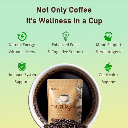 Mushroom Coffee – Adaptogenic Blend with Lion’s Mane, Reishi, Cordyceps, Shiitake, Turkey Tail & King Trumpet | 10.58 oz | 50 Servings