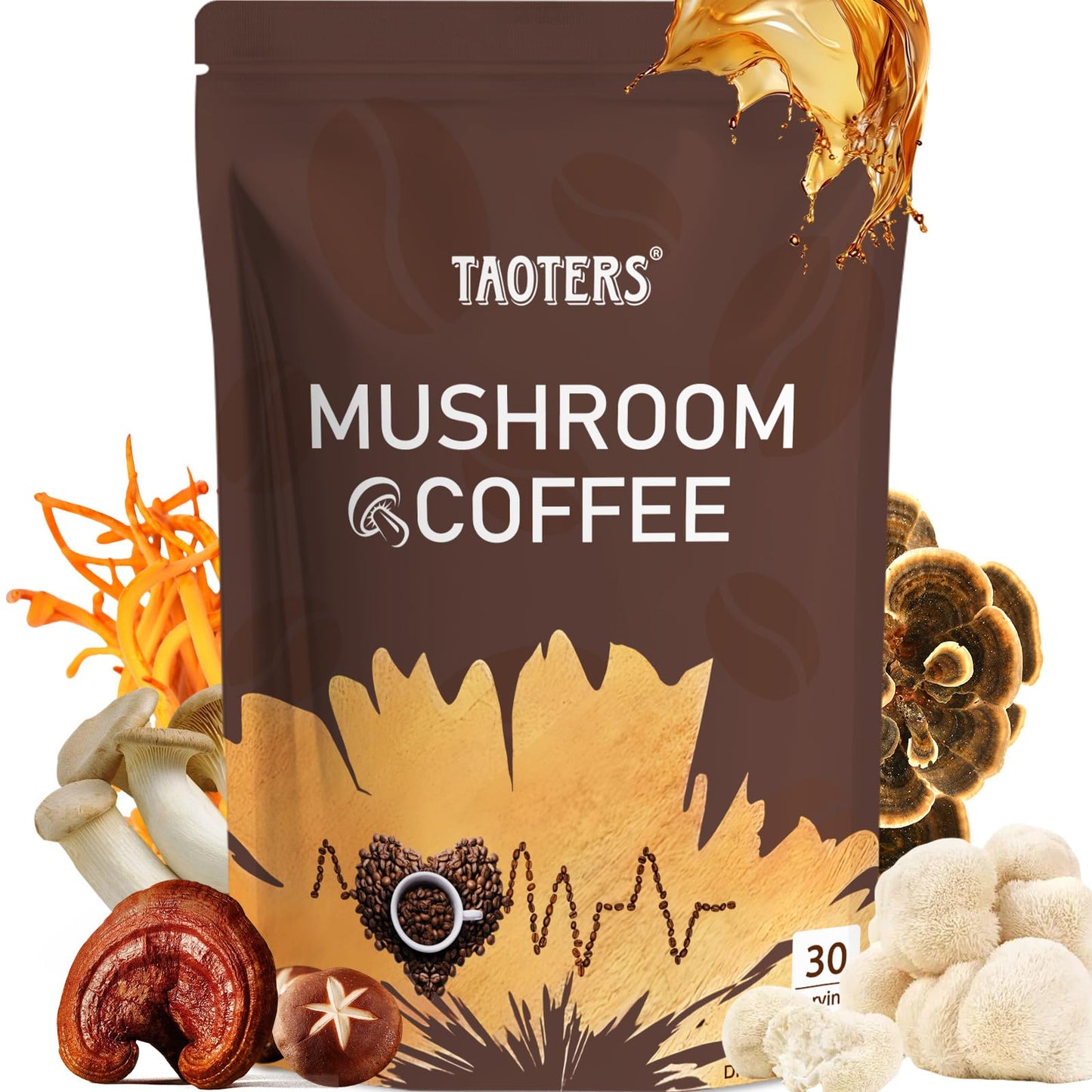 Mushroom Coffee with 6 Adaptogenic Mushrooms - 30 Servings