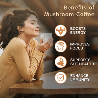Mushroom Coffee with 6 Adaptogenic Mushrooms – Lion's Mane & Cordyceps