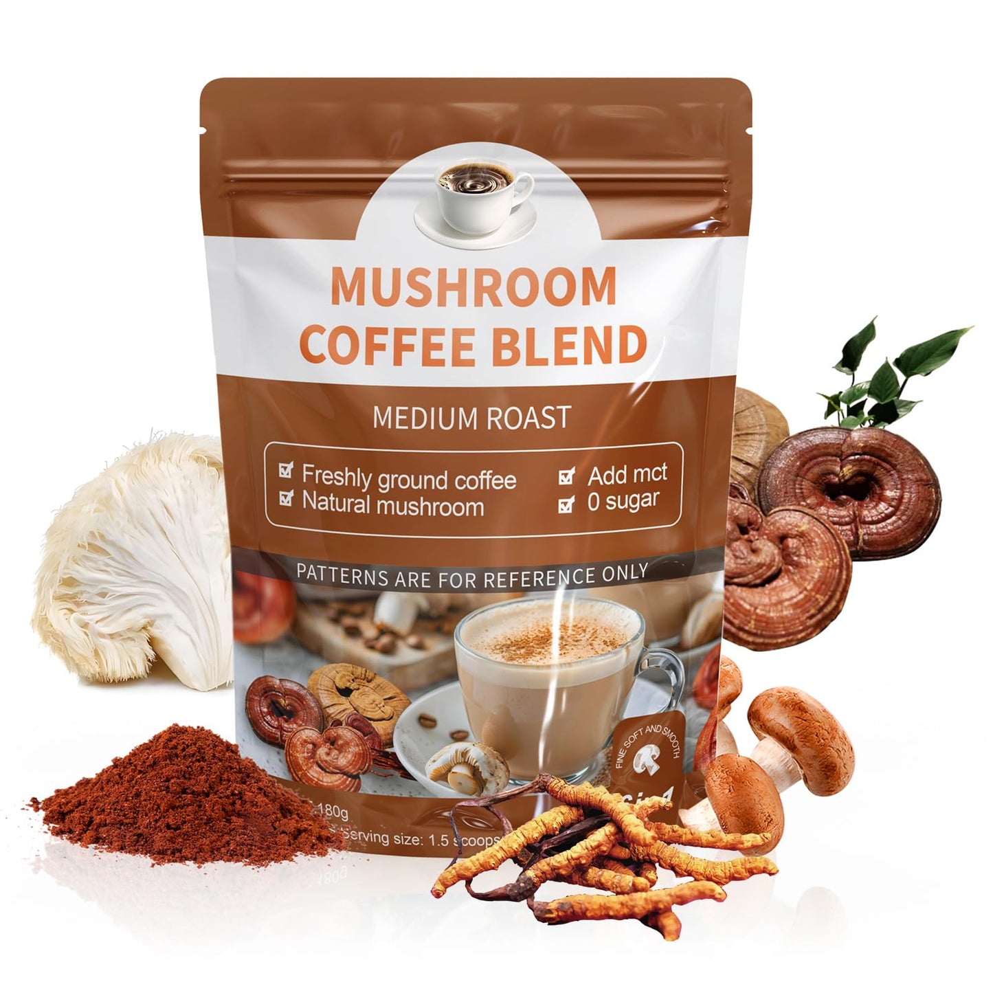 Organic Mushroom Coffee Blend with Lion's Mane, Cordyceps, Reishi, Shiitake & Turkey Tail