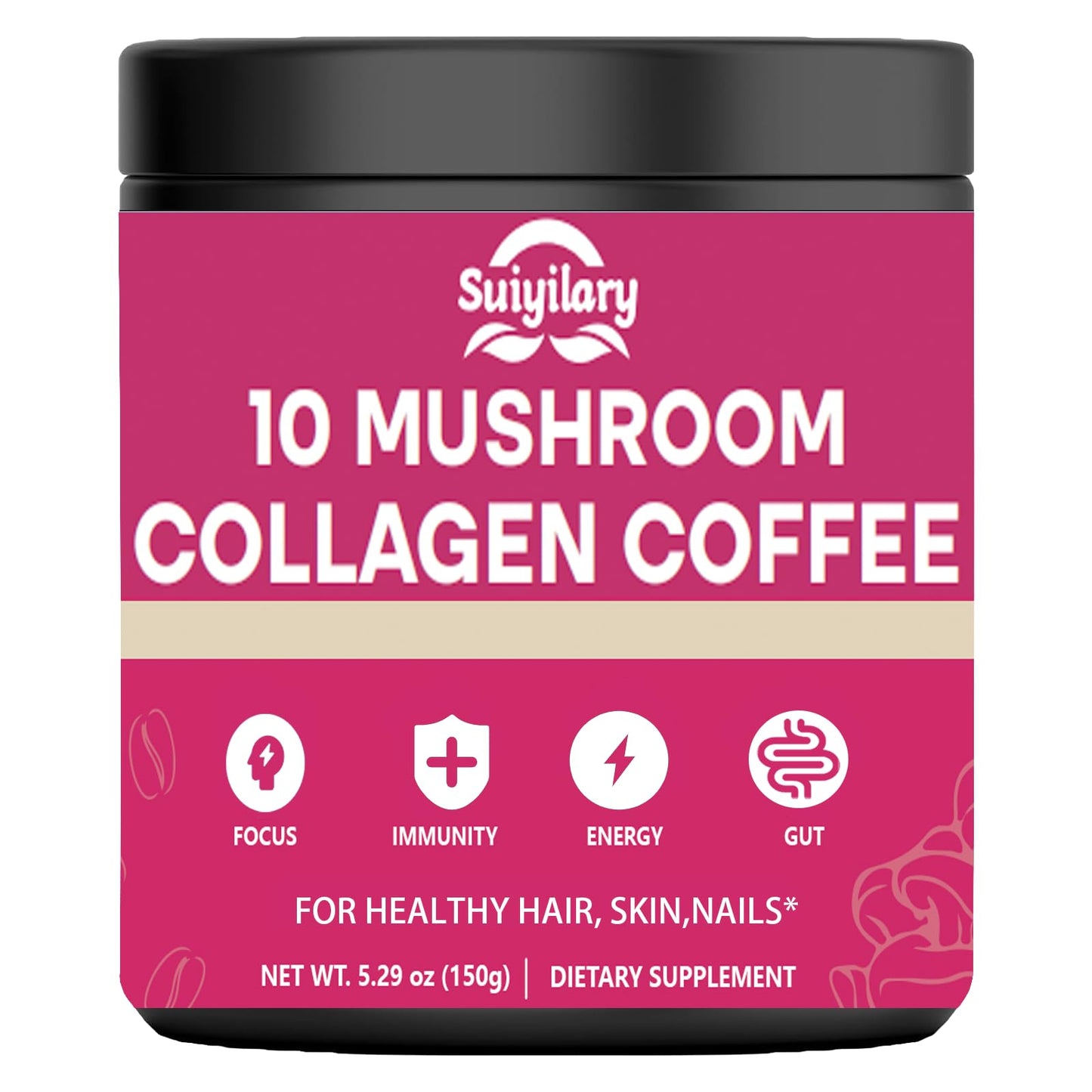 Mushroom Coffee with Collagen - 10-Mushroom Blend, 150g, 30 Servings