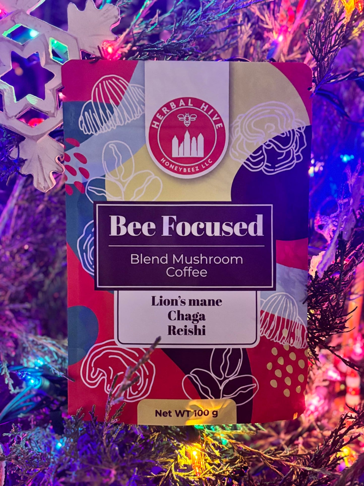 Mushroom Coffee with Adaptogens – Herbal Hive Bee Focused (Reishi, Lion's Mane, Chaga)
