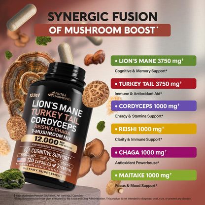 Mushroom Complex Supplement – Organic 12-Mushroom Blend, USA Made