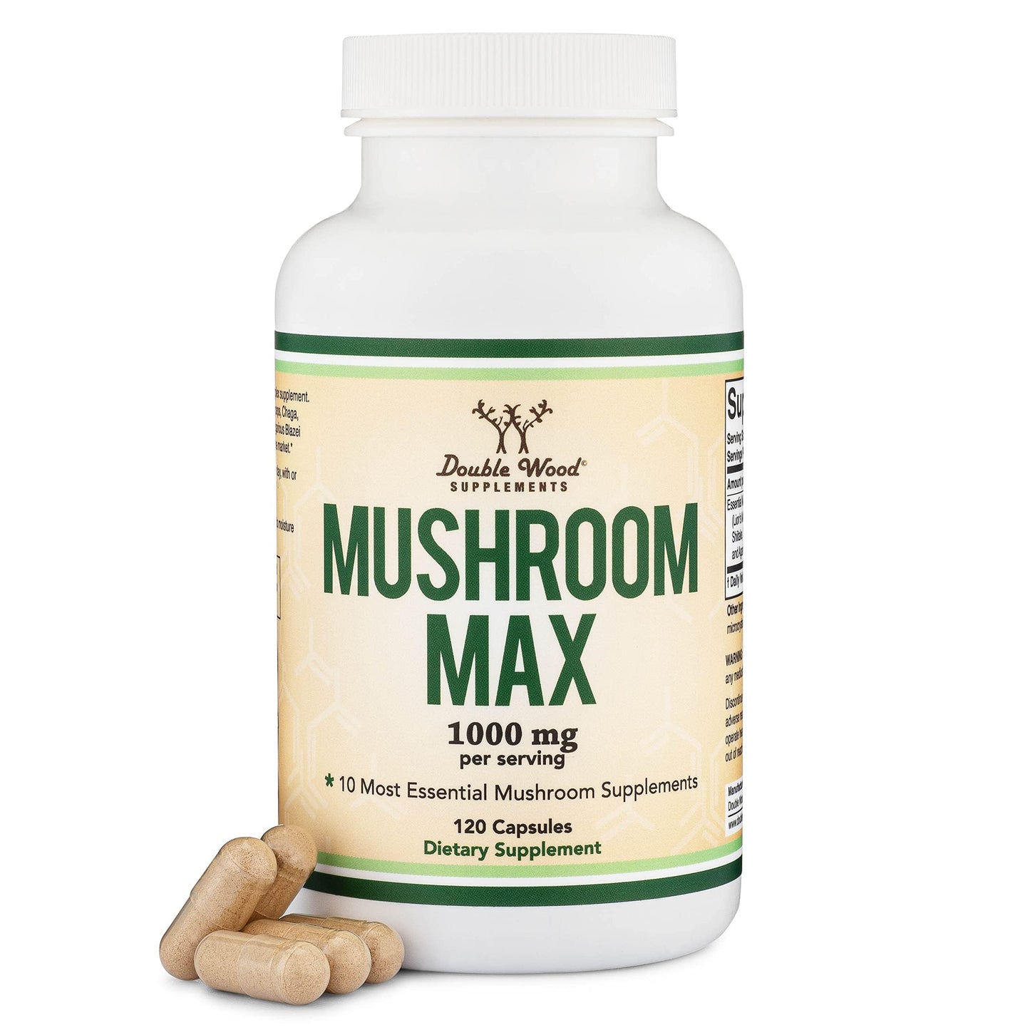 Double Wood Mushroom Complex 1,000mg – 10 Essential Mushrooms (120 capsules)