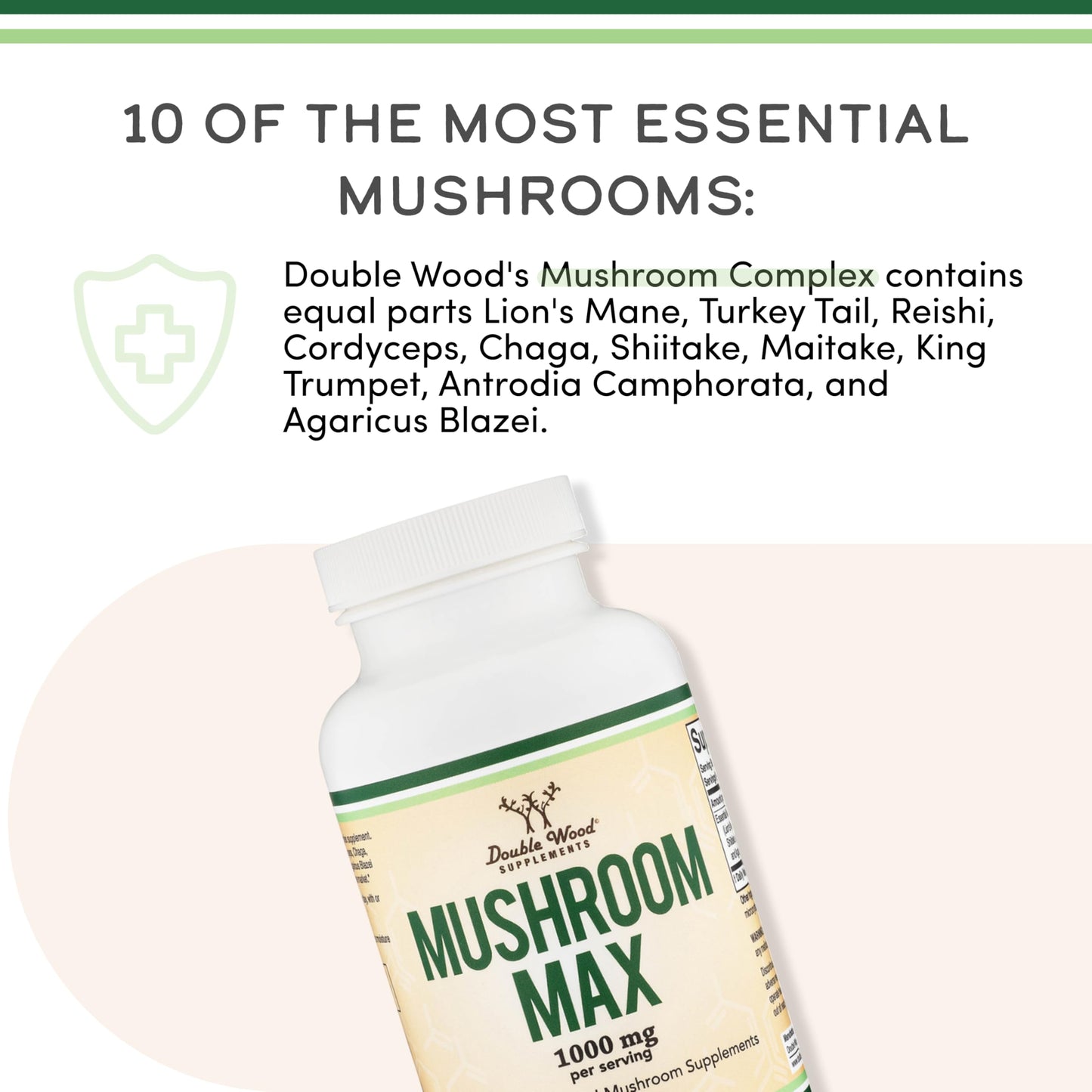 Double Wood Mushroom Complex 1,000mg – 10 Essential Mushrooms (120 capsules)