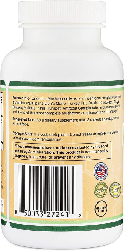 Double Wood Mushroom Complex 1,000mg – 10 Essential Mushrooms (120 capsules)