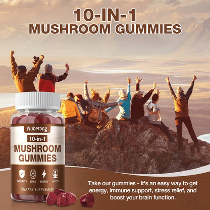 Mushroom Gummies - 10-Mushroom Complex for Adults (2 Pack) | Brain & Immunity Support