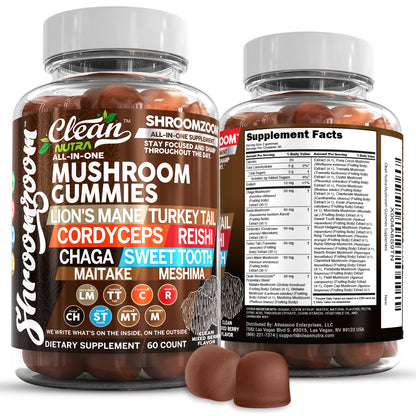 15-in-1 Mushroom Gummies with Lion's Mane, Turkey Tail & More | Immune Support for Men & Women | Clean Nutra