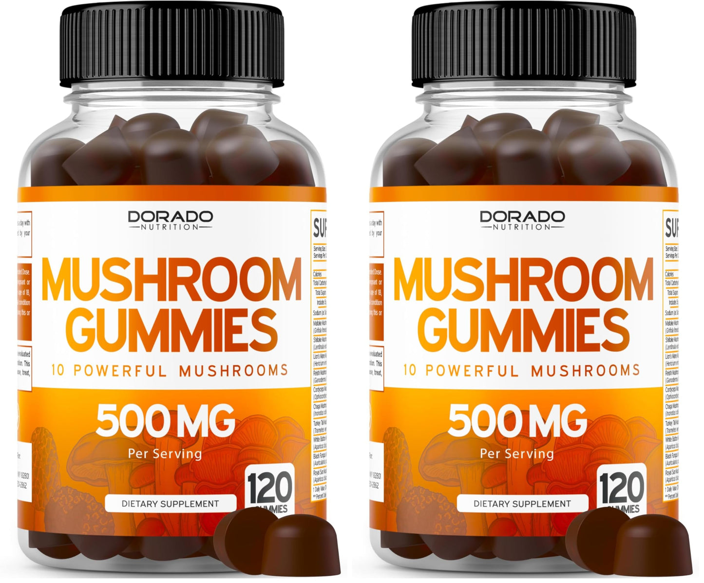 Mushroom Gummies 2500mg - 10-in-1 Focus & Brain Supplement | 120 Gummies (Pack of 2) | Vegan, USA Made