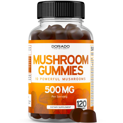 Mushroom Gummies 2500mg - 10-in-1 Focus & Brain Support | Vegan & USA Made