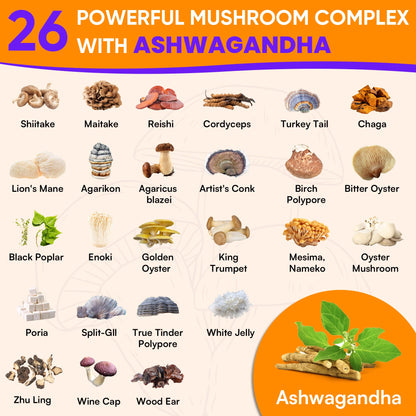 Mushroom Gummies for Adults 4000mg – 26-in-1 Brain Support with Ashwagandha & Lion's Mane