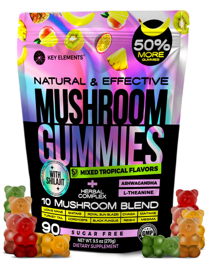 Next-Gen Mushroom Gummies with Ashwagandha & L-Theanine | 10-Mushroom Nootropic + Shilajit
