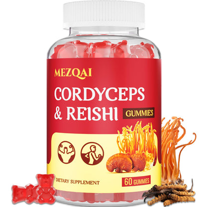 Mushroom Gummies with Cordyceps & Reishi – Brain, Energy, Focus, Immunity & Rest (60 Count)