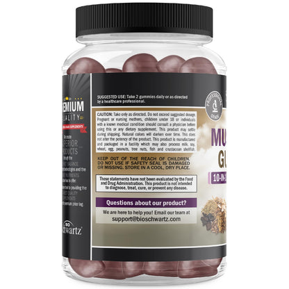 Mushroom Gummies for Adults – 10-in-1 Mood & Focus (60 Count) – Lions Mane & Turkey Tail