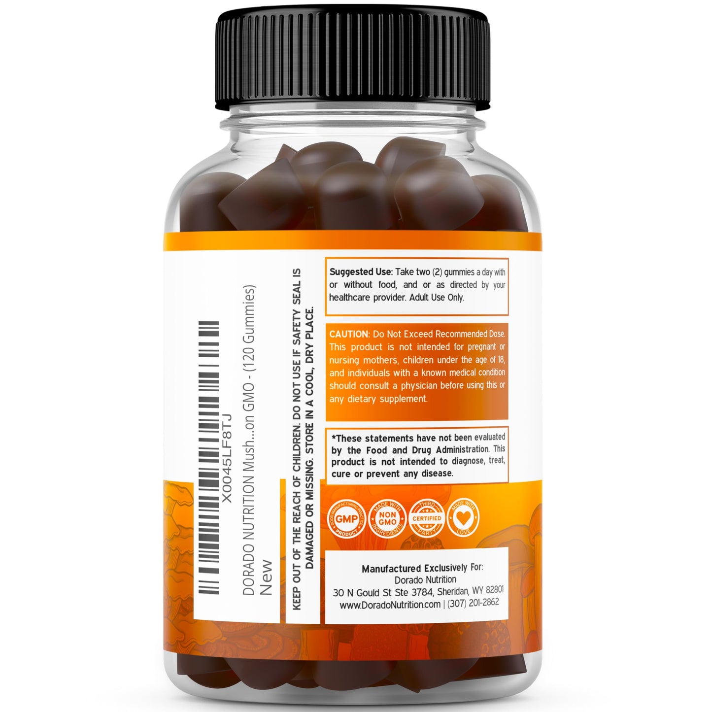 Mushroom Gummies 10-in-1 Blend – 60 Gummies for Focus & Brain | Vegan, USA Made