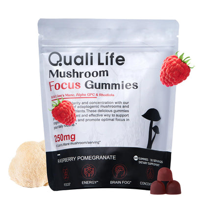 Mushroom Gummies with Lion's Mane – Focus & Memory Nootropics, Vegan, 60 Count