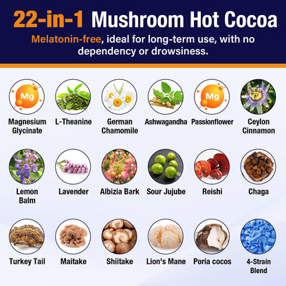 Mushroom Hot Cocoa with Magnesium Glycinate & Reishi - Vegan Sleep Support 7.4oz