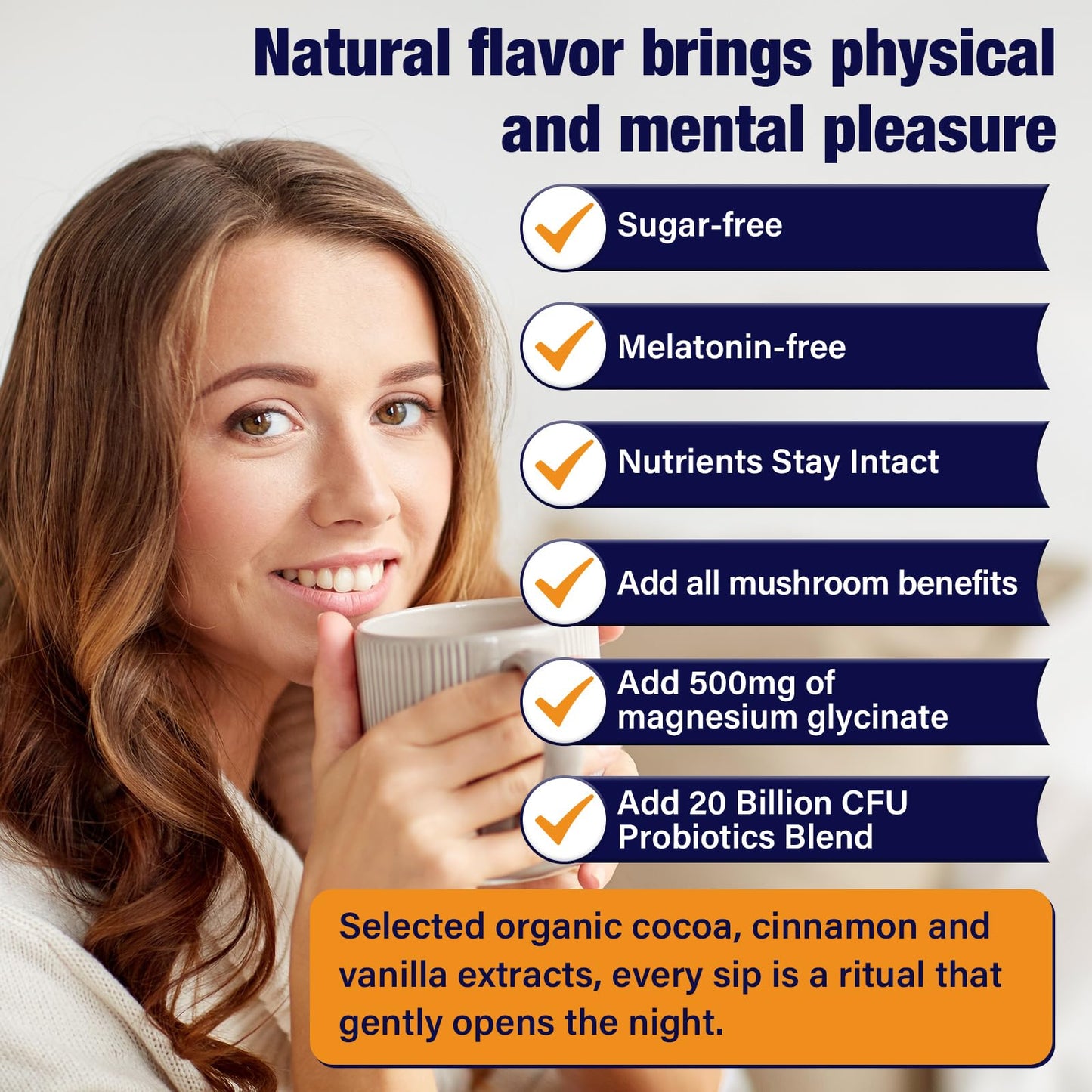 Mushroom Hot Cocoa with Magnesium Glycinate & Reishi - Vegan Sleep Support 7.4oz