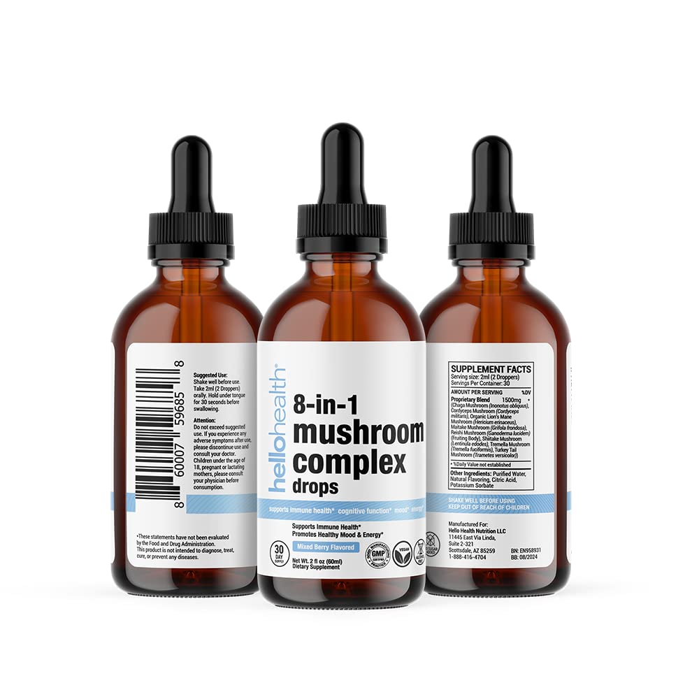 8-in-1 Mushroom Liquid Drops – Nootropic Brain Support (2 oz)