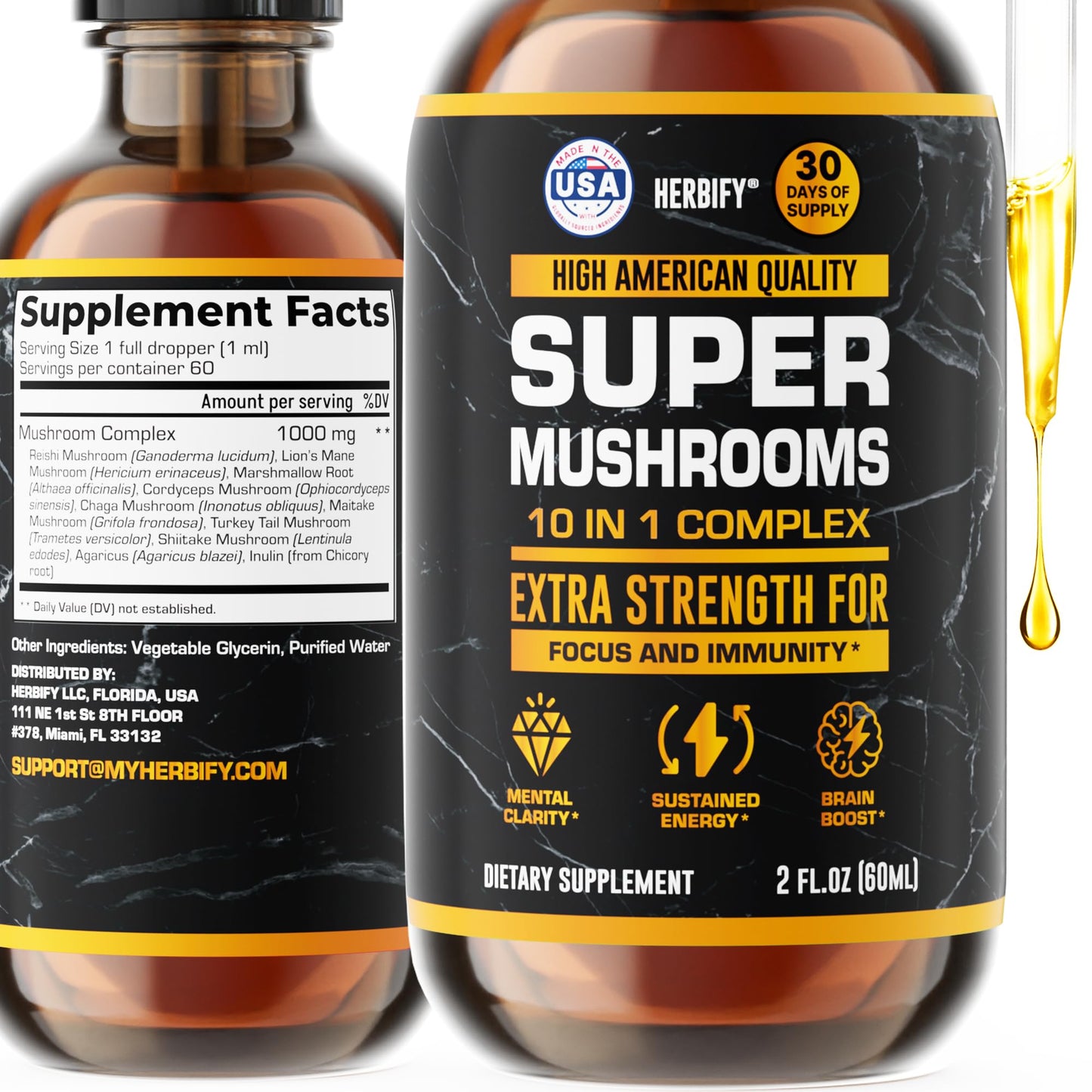 Multi-Mushroom Immune & Brain Health Supplement – Lions Mane, Reishi, Cordyceps | Made in USA