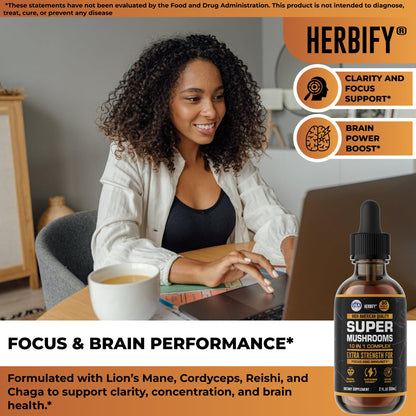Multi-Mushroom Immune & Brain Health Supplement – Lions Mane, Reishi, Cordyceps | Made in USA