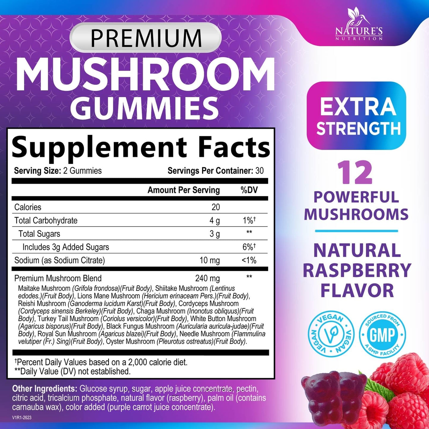 Mushroom Gummies: 12-Mushroom Complex for Immune Support & Nootropics - 60 Gummies
