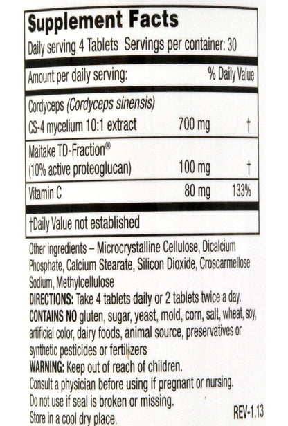 Mushroom Wisdom Super Cordyceps Caplets 120 Count – Stamina & Endurance