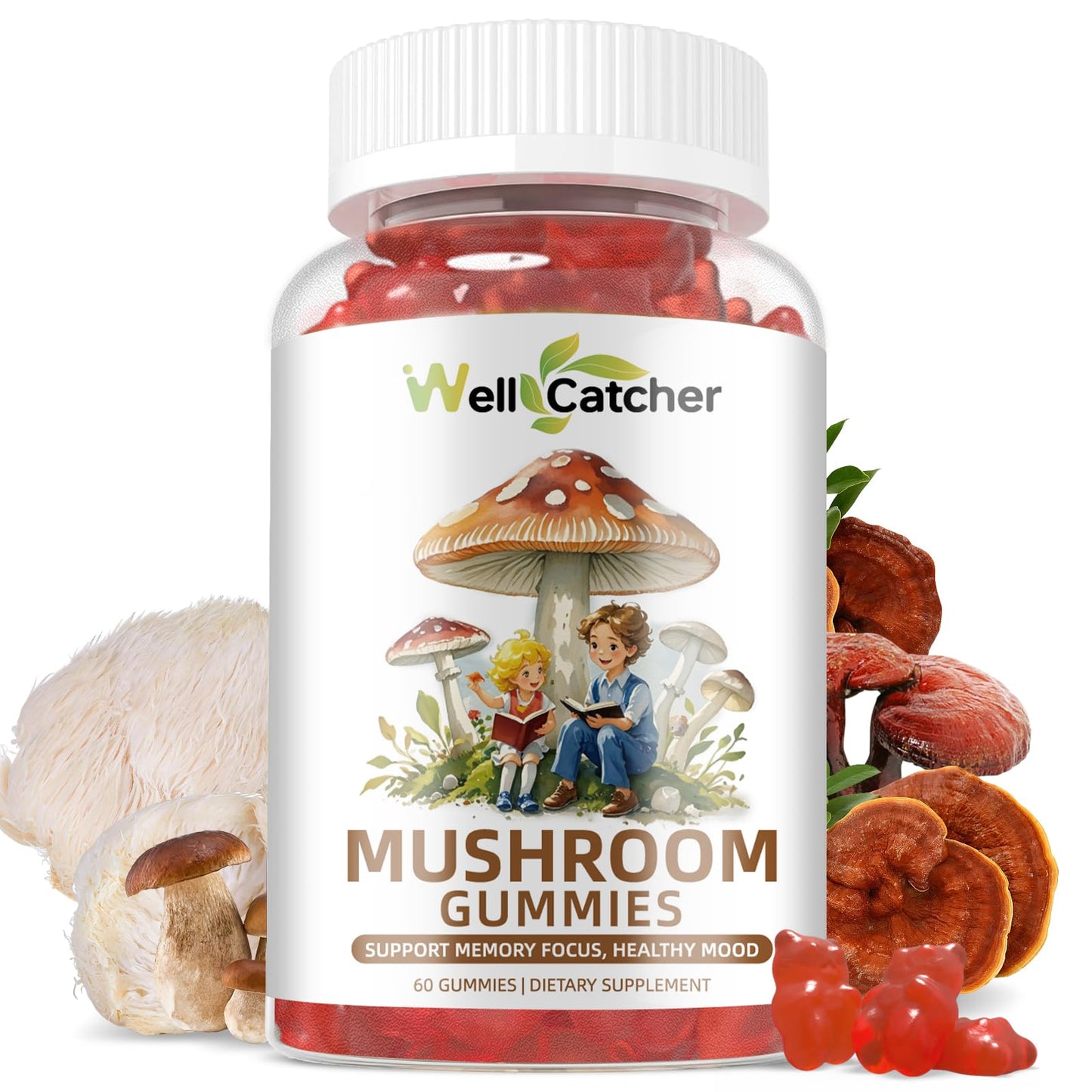 Mushroom Gummies with Ashwagandha – Lion's Mane & Cordyceps | Vegan 60ct