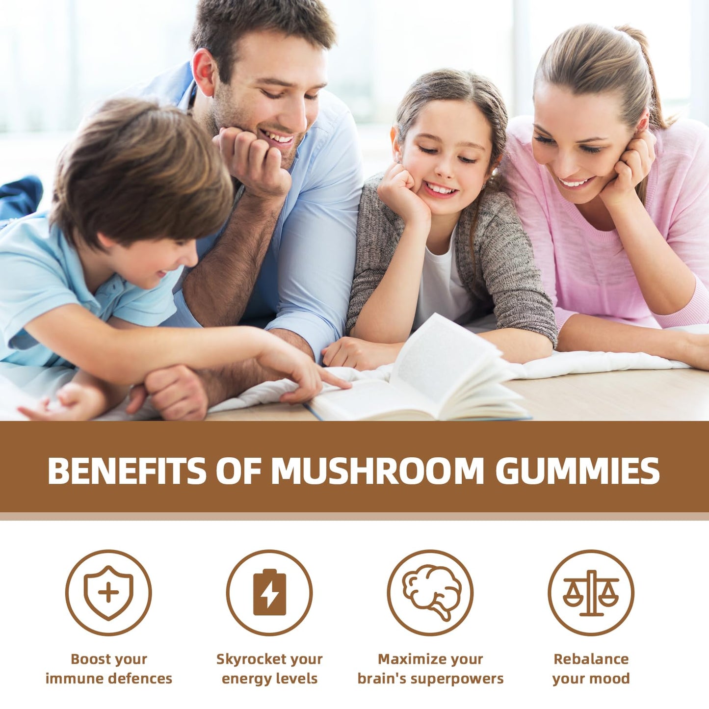 Mushroom Gummies with Ashwagandha – Lion's Mane & Cordyceps | Vegan 60ct