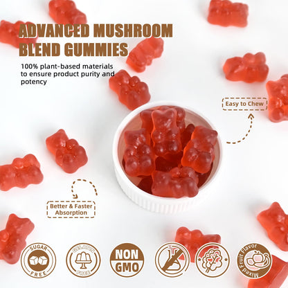 Mushroom Gummies with Ashwagandha – Lion's Mane & Cordyceps | Vegan 60ct