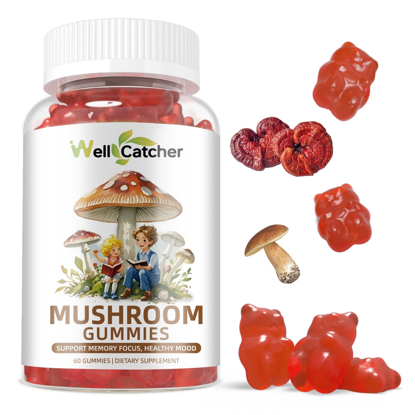 Mushroom Gummies with Ashwagandha – Lion's Mane & Cordyceps | Vegan 60ct