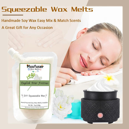 Muufuuser DIY Squeezable Soy Wax Candle — 7 oz, 55h Burn, 3 Scents (Jasmine, Rose, English Pear & Freesia)