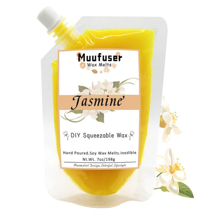 Muufuuser DIY Squeezable Soy Wax Candle — 7 oz, 55h Burn, 3 Scents (Jasmine, Rose, English Pear & Freesia)