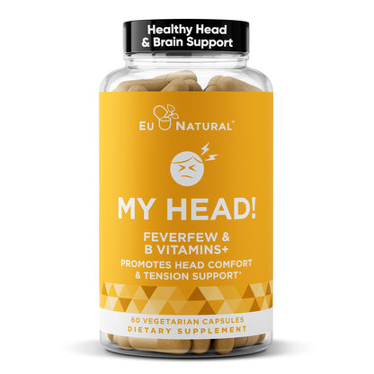 My Head! Headache Vitamins – Fast Acting Magnesium, Feverfew & More | 60 Soft Capsules