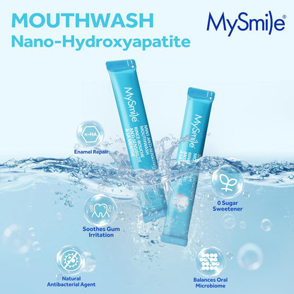 MySmile Nano Hydroxyapatite Mouthwash for Sensitive Teeth – Travel Size, 30 Packets